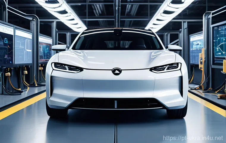 우크라이나 자동차 산업 - **"An abstract and highly stylized depiction of critical automotive components. In the foreground, a...