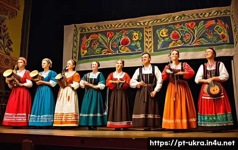 우크라이나에서 꼭 봐야 할 공연 - A lively Ukrainian folk music concert scene in Lviv&rsquo;s National Cultural Center, featuring musicians ...