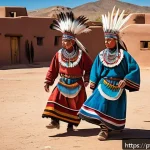 Home 20 홉탁 문화 - A vibrant outdoor Hopi ceremonial dance scene during the Powamuya Festival at the end of winter, fea...